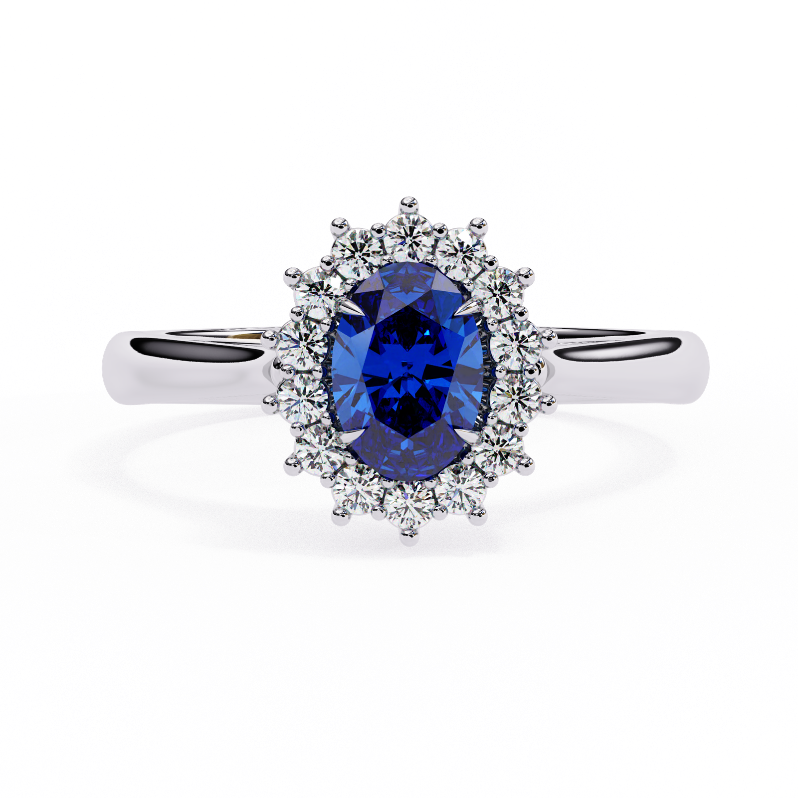 Royal Blue Oval Halo Ring